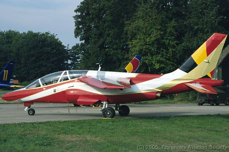 1999 AT-05 Alpha-Jet 011 AT-05 - One of two aircraft painted to celebrate 20 years of Alpha Jet in the BAF. This one was sponsored by 3M. It was photographed at the Beauvechain Airshow on 4 September 1999 (Laurent Vlieghe)